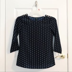 J.Crew Navy Blue Sailor Anchor Top